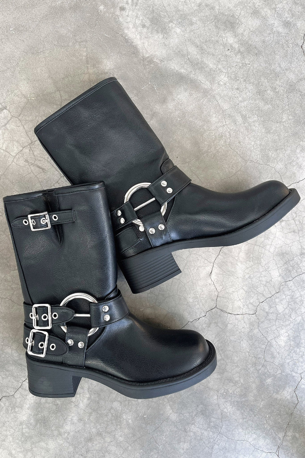 Petra | Women's Leather Harness Buckle Moto Boots