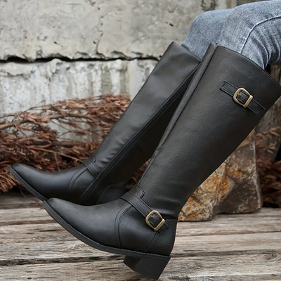 Poppy | Kniehohe Damenstiefel mit Doppelschnalle