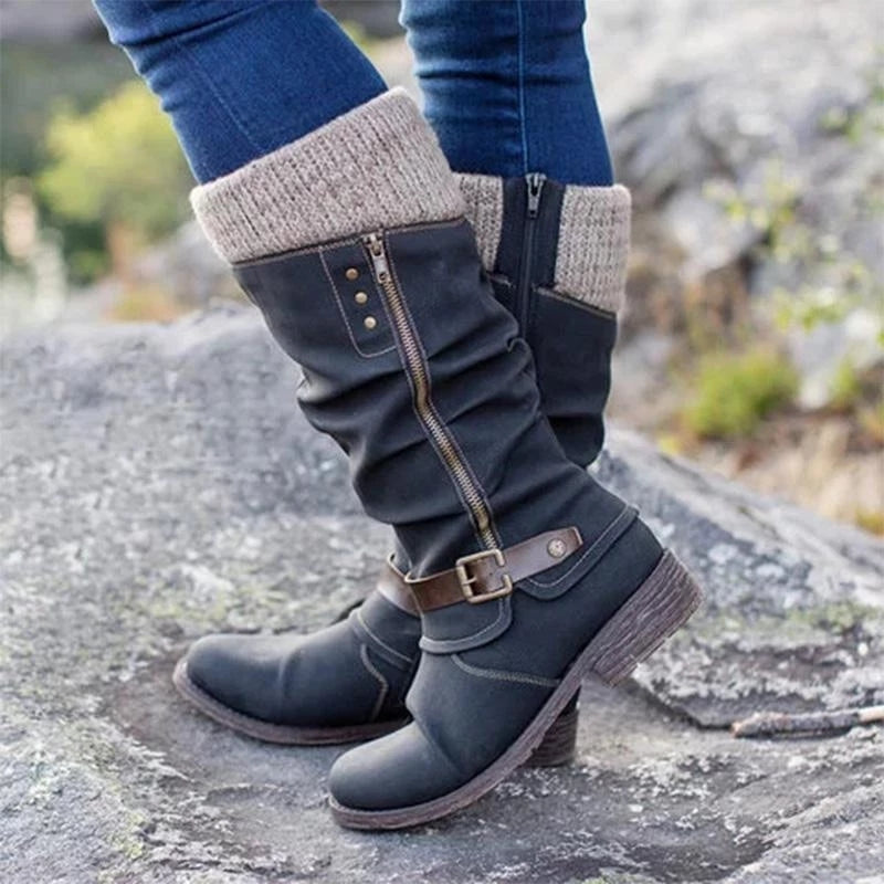 Quinn | Women's Low Heel Leather Boots