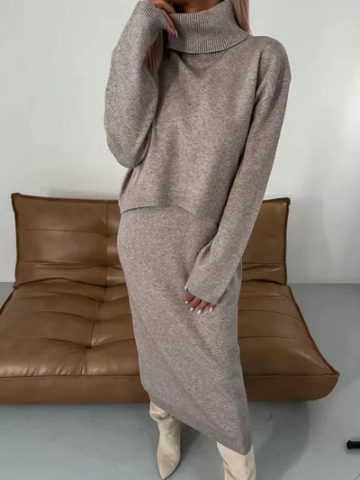 Sibyl | Damen-Rollkragenpullover-Kleid-Set