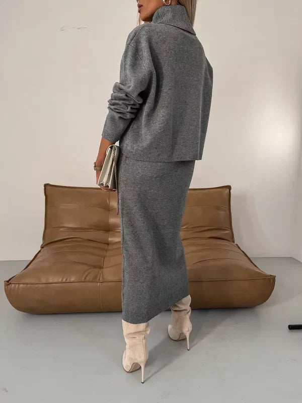 Sibyl | Damen-Rollkragenpullover-Kleid-Set