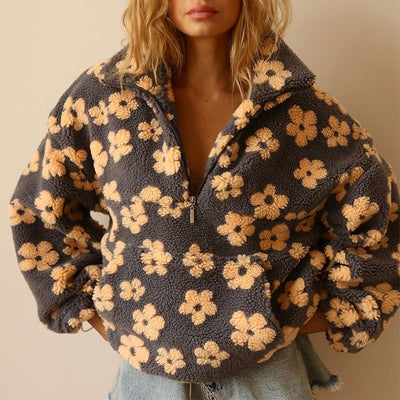 Sloane | Damen-Fleece mit Blumenmuster und halblangem Reißverschluss