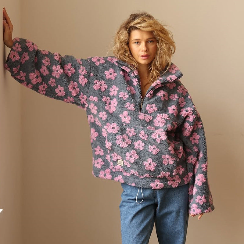 Sloane | Women's Floral Half-Zip Fleece