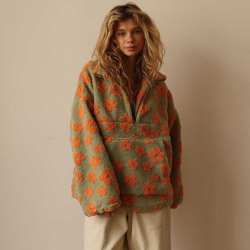 Sloane | Women's Floral Half-Zip Fleece