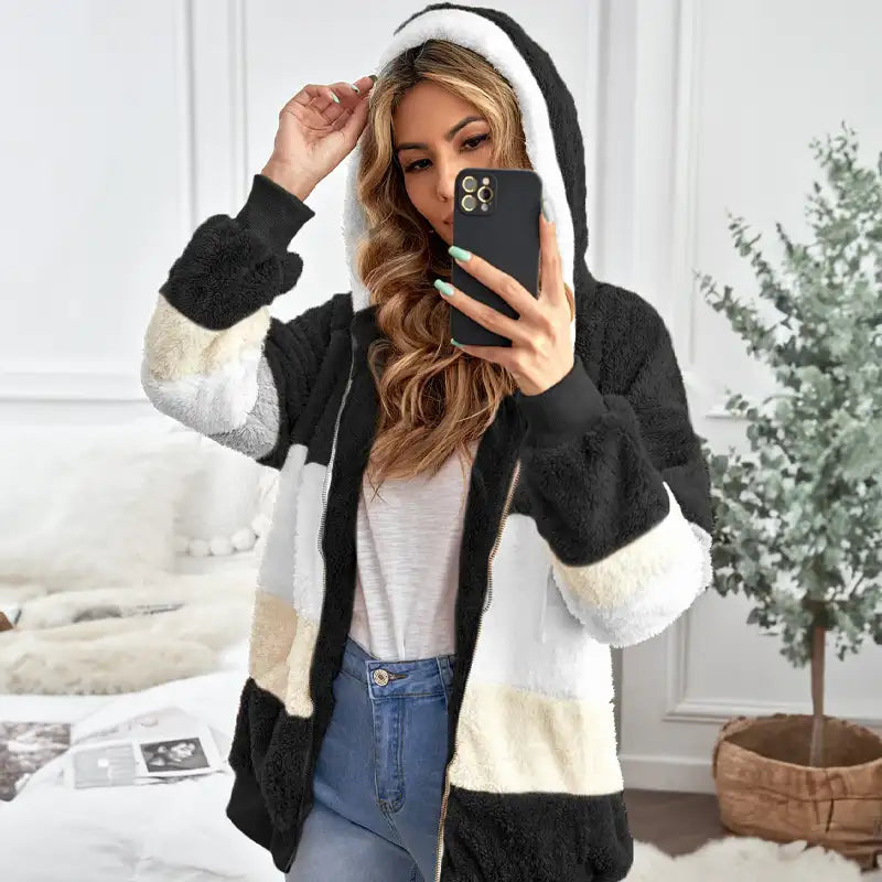 Solange | Women's Hooded Sherpa Fleece Jacket