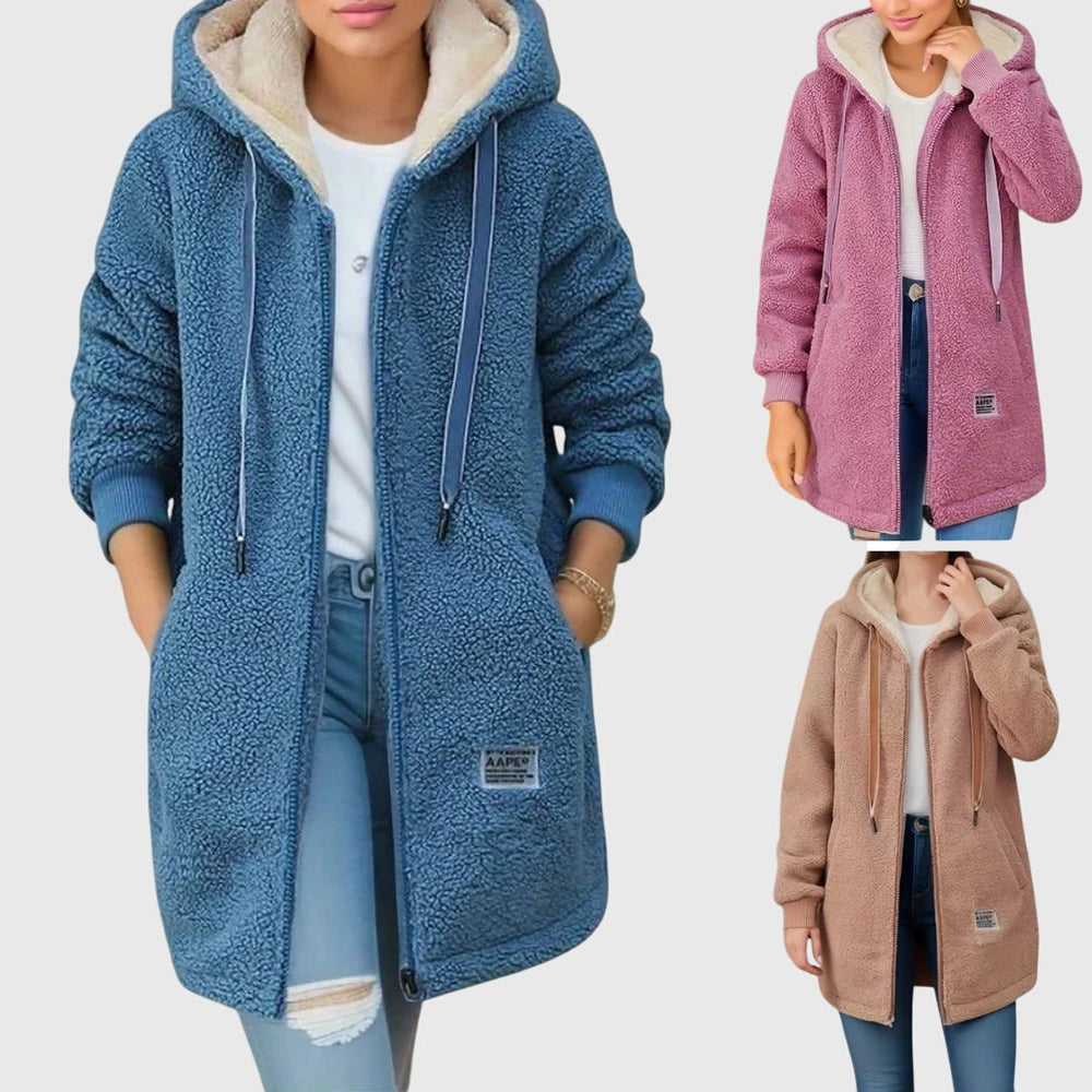 Sylvie | Damen-Fleecejacke mit Kapuze und Reißverschluss