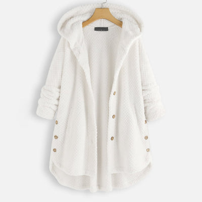 Tabitha | Damen Fleecejacke mit Kapuze und Knopfverschluss