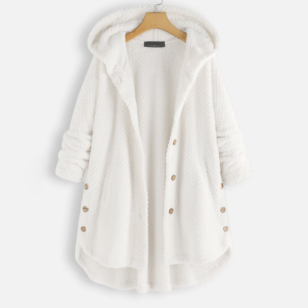Tabitha | Damen Fleecejacke mit Kapuze und Knopfverschluss