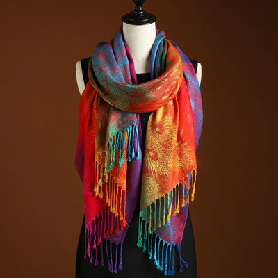 Vada | Damen Jacquard-Schal mit Fransen