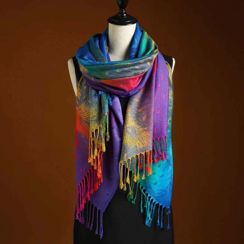 Vada | Women's Jacquard Fringe Shawl Scarf