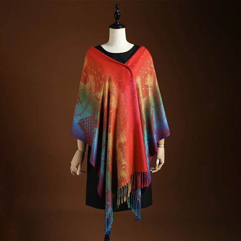 Vada | Women's Jacquard Fringe Shawl Scarf