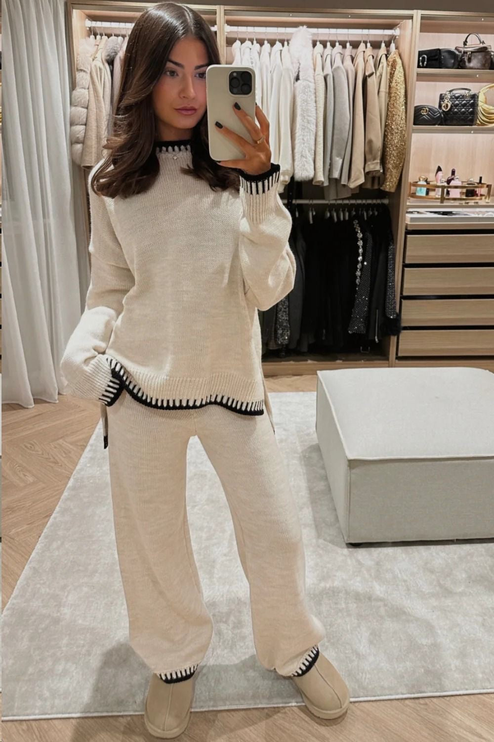 Vivien | Women's Contrast Stitch Knit Lounge Set