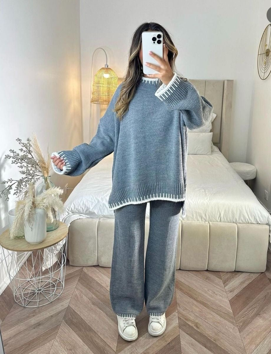 Vivien | Women's Contrast Stitch Knit Lounge Set