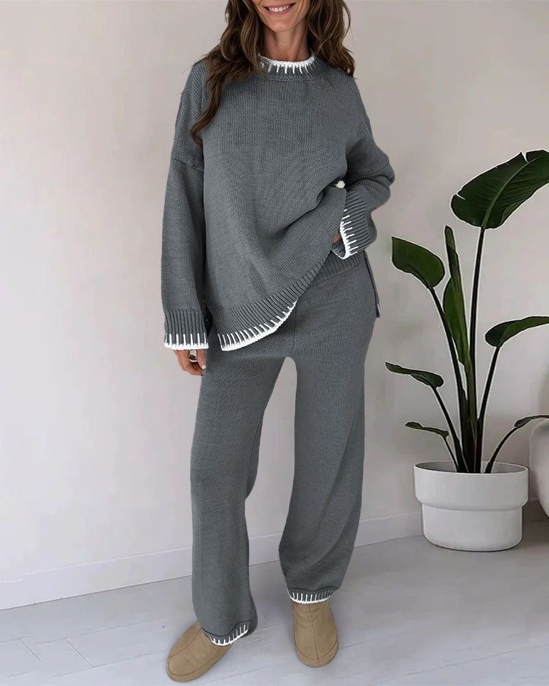 Vivien | Women's Contrast Stitch Knit Lounge Set