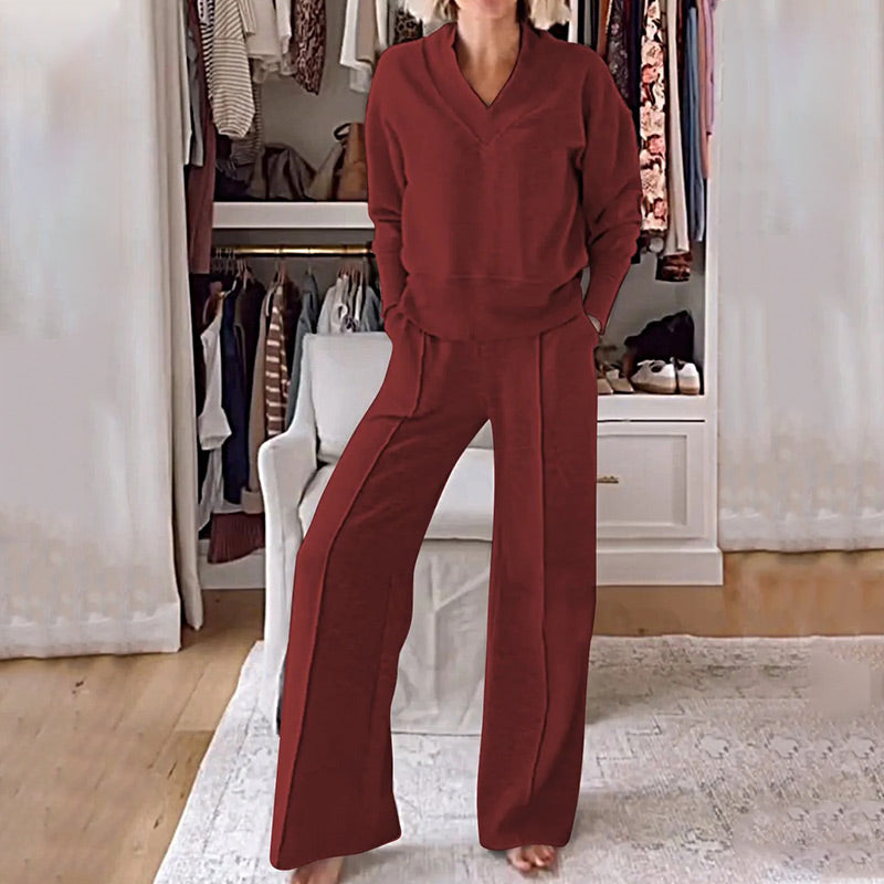 Wren | Women's V-Neck Wide Leg Lounge Set