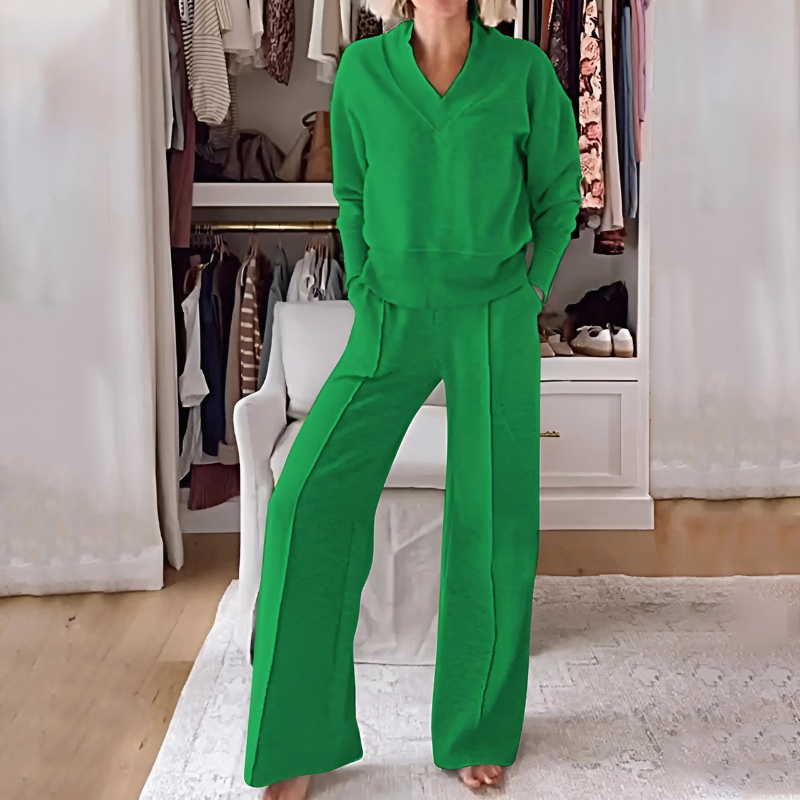 Wren | Women's V-Neck Wide Leg Lounge Set